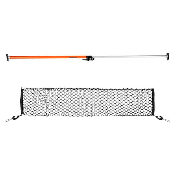Cargo Bar, Ratcheting Cargo Bar Adjustable from 40 in. to 73 in. Heavy-Duty Steel Cargos Stabilizer with Storage Net