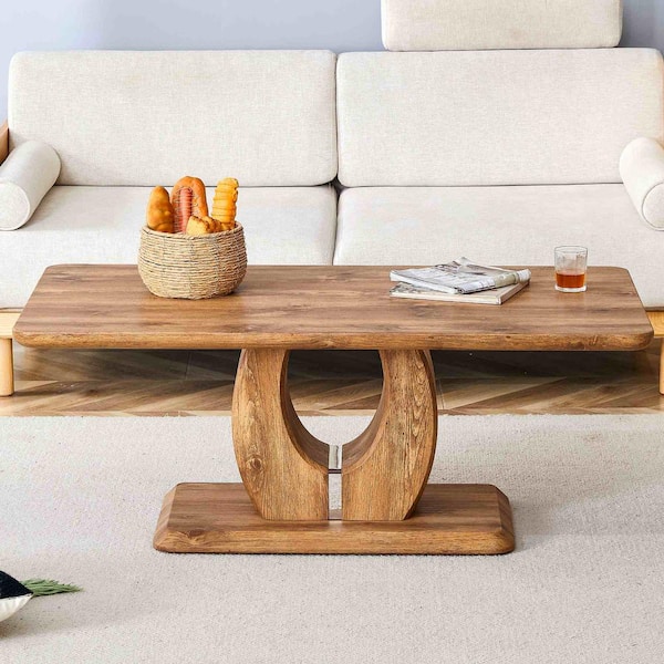 Polibi Modern 47 in. Natural Rectangle Wood Coffee Table