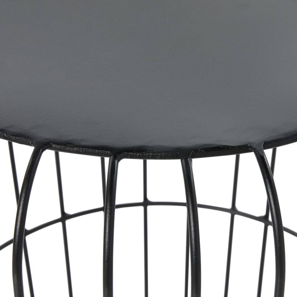Black Round Metal Industrial Accent Table