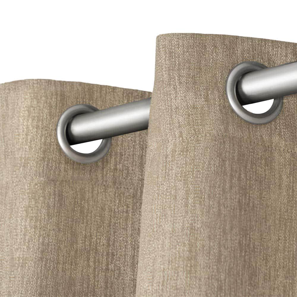 Natural Linen Look Blackout Grommet Window Curtain Panels