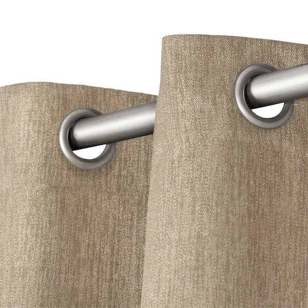 Vesta Natural Solid Woven Room Darkening Grommet Top Curtain, 52 in. W x 96 in. L (Set of 2)