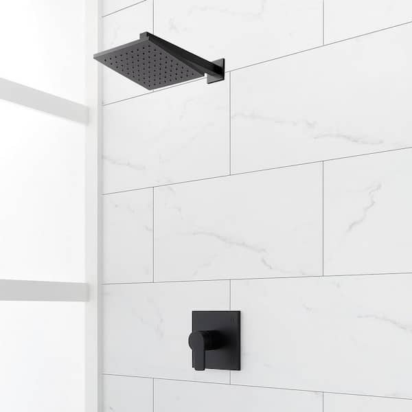 SIGNATURE HARDWARE Hibiscus Single Handle 1-Spray Shower Faucet 1.8 GPM with Pressure Balanced in. Matte Black