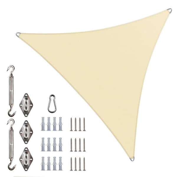 Unbranded 24 ft. x 24 ft. x 24 ft. Triangle Pro Ring Sun Shade Sail with Hardware Kit-Beige