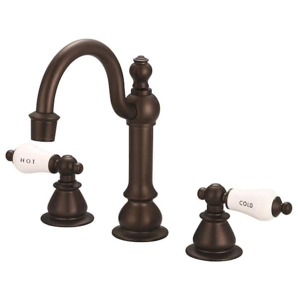 Water Creation Vintage Classic 8 in. Widespread 2Handle High Arc Bathroom Faucet with PopUp