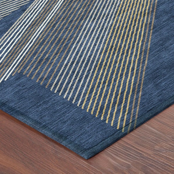 Chantille Machine Washable Indoor/Outdoor Abstract ACN2840 Navy 10 ft. x 14 ft. Area Rug