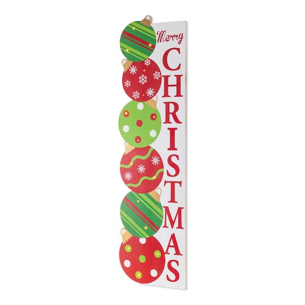 42 in. H Lighted Christmas Ornament Porch Leaner with Timer
