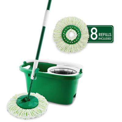 2 Reusable Flat Mop Pads and Adjustable Stainless Steel Handle for Wet and Dry Floor Cleaning Amabana Microfibre Mop 360 Degree Rotating Hardwood Flat Floor Mop 