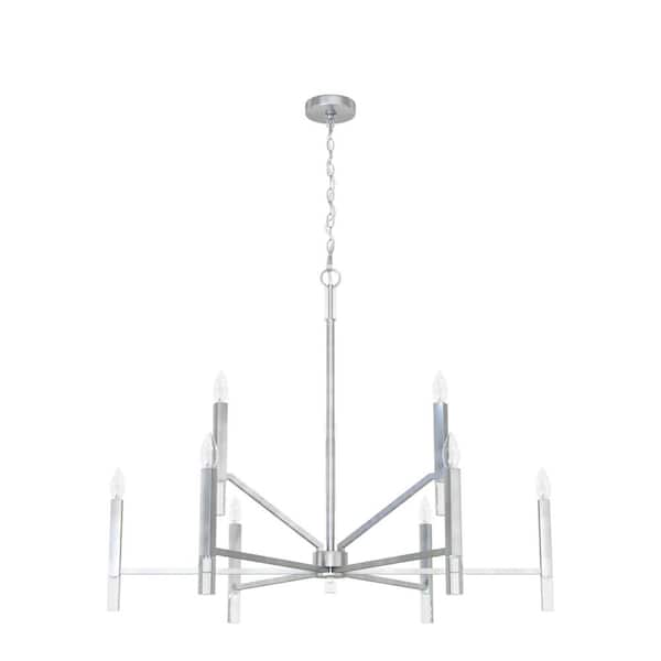 Sunjai 9-Light Brushed Nickel Candlestick Chandelier