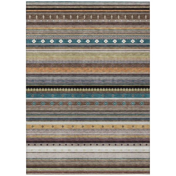 Chantille Machine Washable Indoor/Outdoor Abstract ACN2218 Brown 9 ft. x 12 ft. Area Rug