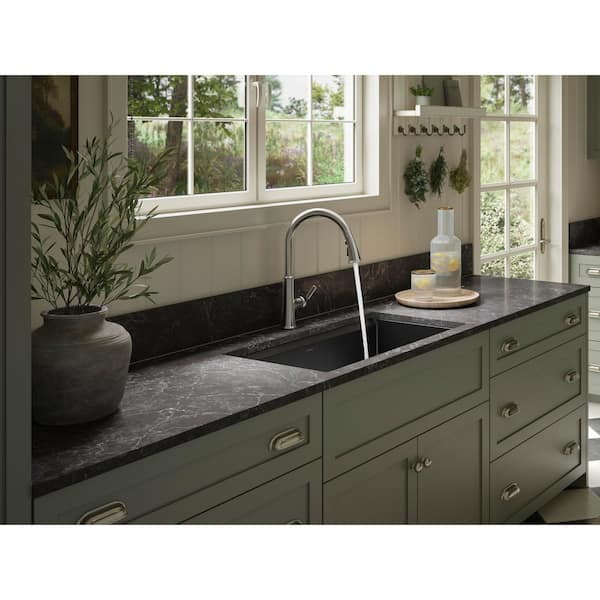 Adva 16.8 in. H Single Handle Pull Down Sprayer Kitchen Faucet with 180-degree Spout Swivel in Spot-Repel Stainless