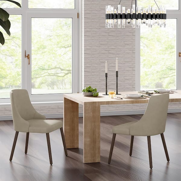 JAYDEN CREATION Nestor Beige 19.5 in. W Modern Upholstered Dining Chair with Effortless Assembly