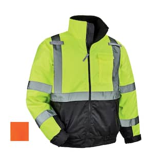 Men's Small Lime High Visibility Reflective Quilted Bomber Jacket