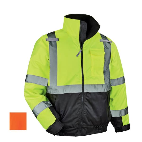 GloWear Men's 2X-Large Lime High Visibility Reflective Quilted Bomber Jacket