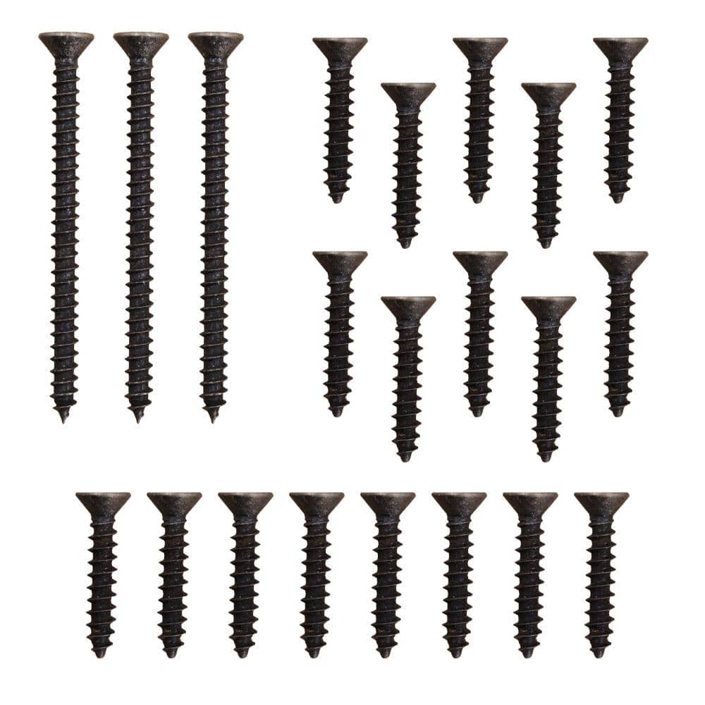 "#9 x 1 in. and #9 x 2-1/4 in. Phillips Flat-Head Antique Brass Surface Mount Door Hinge Wood Screw Kit (21-Pack)" price history on PriceWatchPro