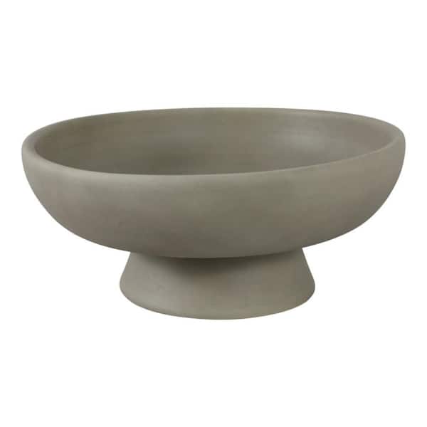 12 in. Green Ceramic Round Bowl On Pedestal Base