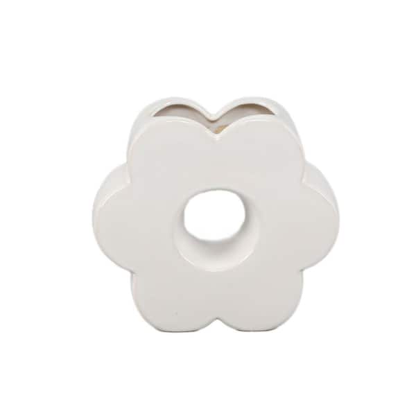 7"H Ceramic Flower Vase, Ivory