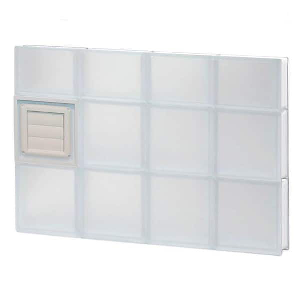 Clearly Secure 31 in. x 21.25 in. x 3.125 in. Frameless Frosted Glass Block Window with Dryer Vent