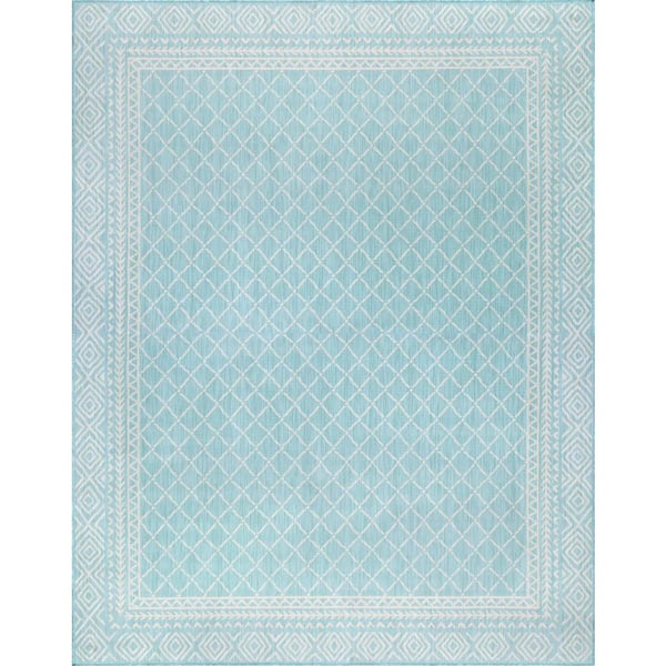 Eco Diamond Aqua 8 ft. x 10 ft. Indoor/Outdoor Area Rug
