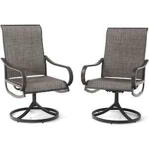 Brown Swivel Metal Outdoor Dining Chair (Set of 2)
