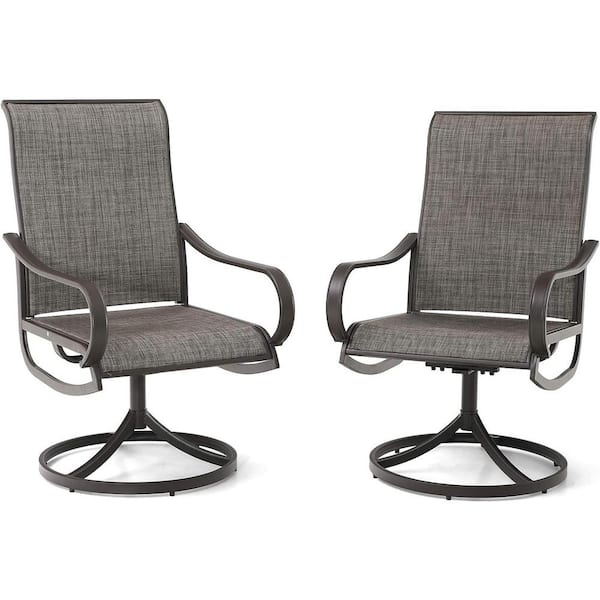 OUPES Brown Swivel Metal Outdoor Dining Chair (Set of 2)