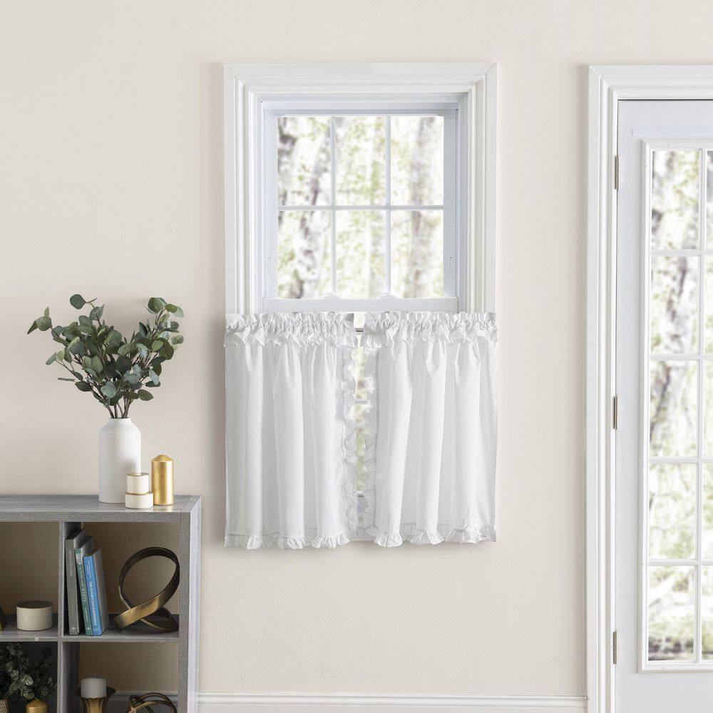 White Sheer Cotton Blend Rod Pocket Cafe Curtain