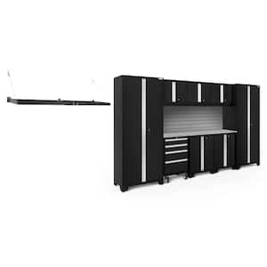 Bold Series 132 in. W x 76.75 in. H x 18 in. D 24-Gauge Steel Garage Cabinet Set in Black (9-Piece)