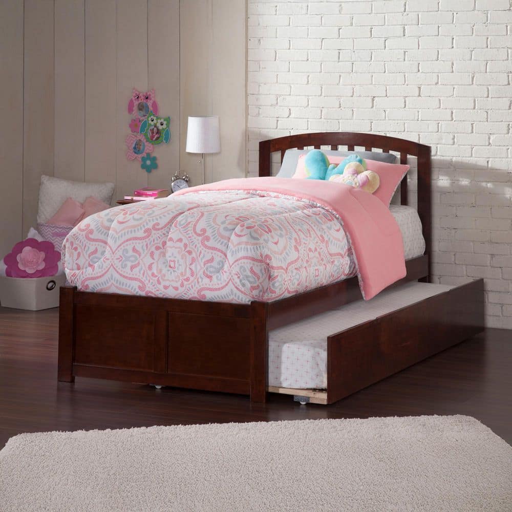 Richmond Walnut Twin Platform Bed with Flat Panel Foot Board and Twin Size Urban Trundle Bed price history on PriceWatchPro