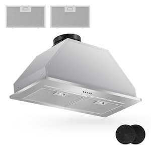 28 in. 600 CFM Convertible Insert Range Hood with 2-Charcoal Filters and Two-5W LEDs Touch Control in Stainless Steel