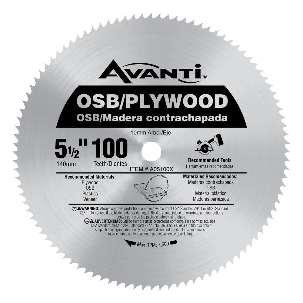 Avanti 5-1/2 in. x 100-Tooth OSB/Plywood Circular Saw Blade A05100X The  Home Depot