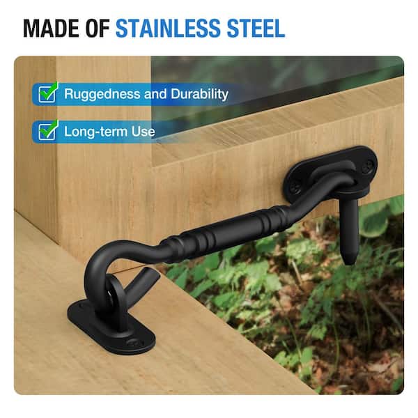 4 in. Black Steel Hook And Eye for Sliding Barn Door, Closet and Garage