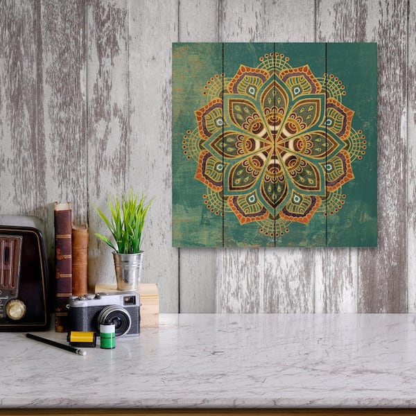Boho Medallion I Unframed Nature Wood Pallet Art Print 12 in. x 12 in.  WOOD-PAL132-12x12 - The Home Depot