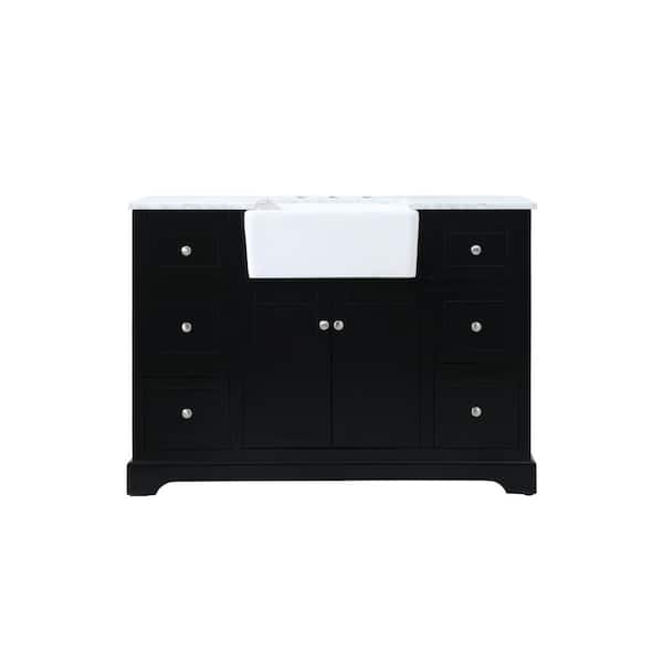 Unbranded Timeless Home 22 in. W x 48 in. D x 34.75 in. H Bath Vanity in Black with Carrara White Marble Top