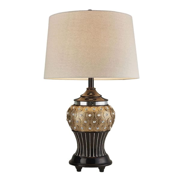 HomeRoots 28.75 in. Glitzy Gold Bejeweled Table Lamp