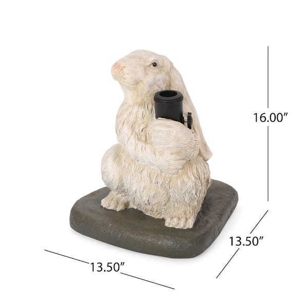 13.5 in. Patio Umbrella Base in White with Rabbit Shape