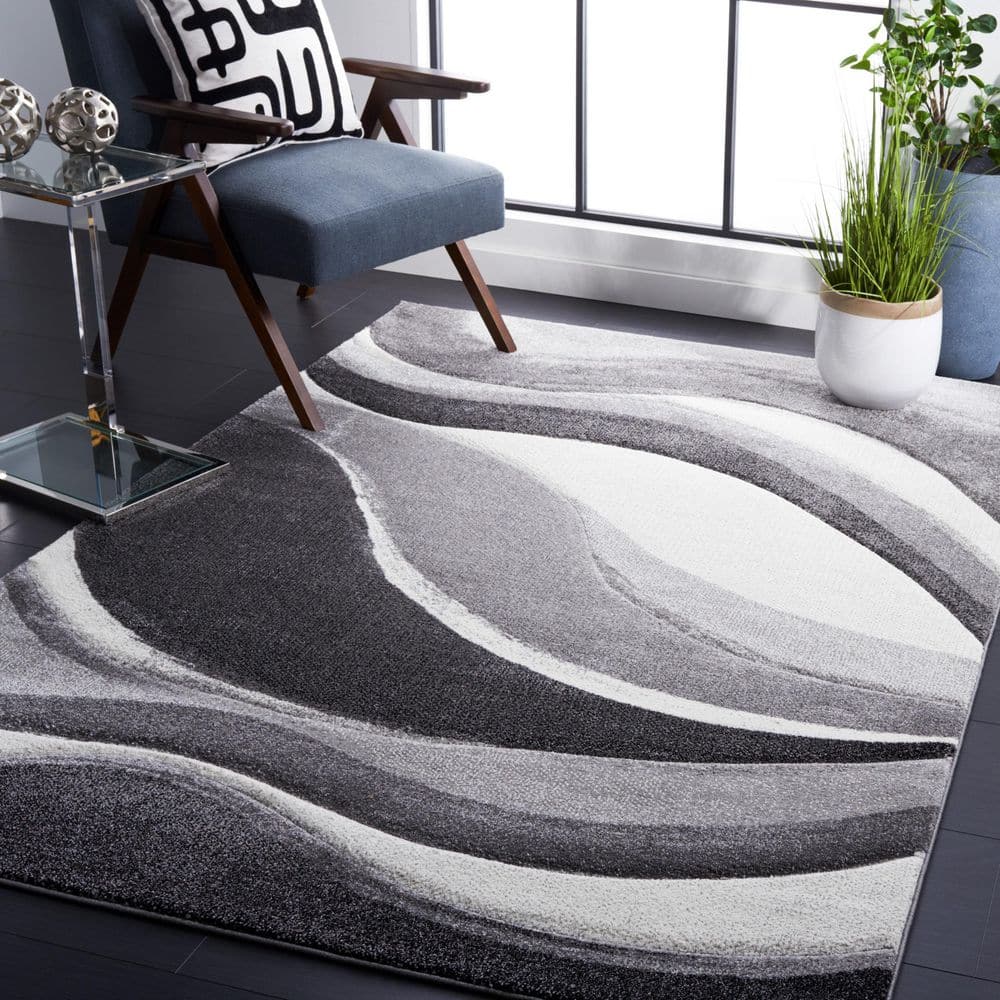 SAFAVIEH Hollywood 4 ft. x 6 ft. Gray/Ivory Abstract Area Rug