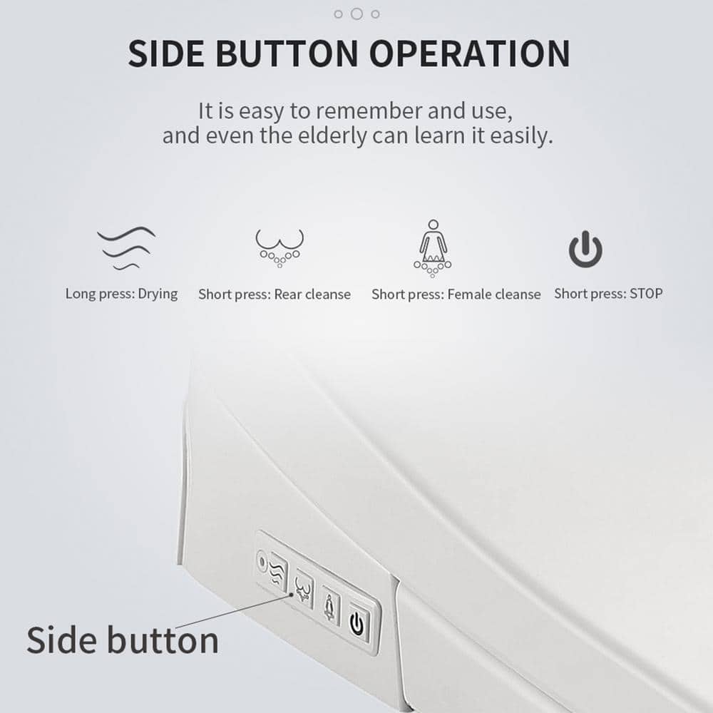 White Polypropylene Electric Smart Bidet Toilet Seat with Heated Seat and Remote