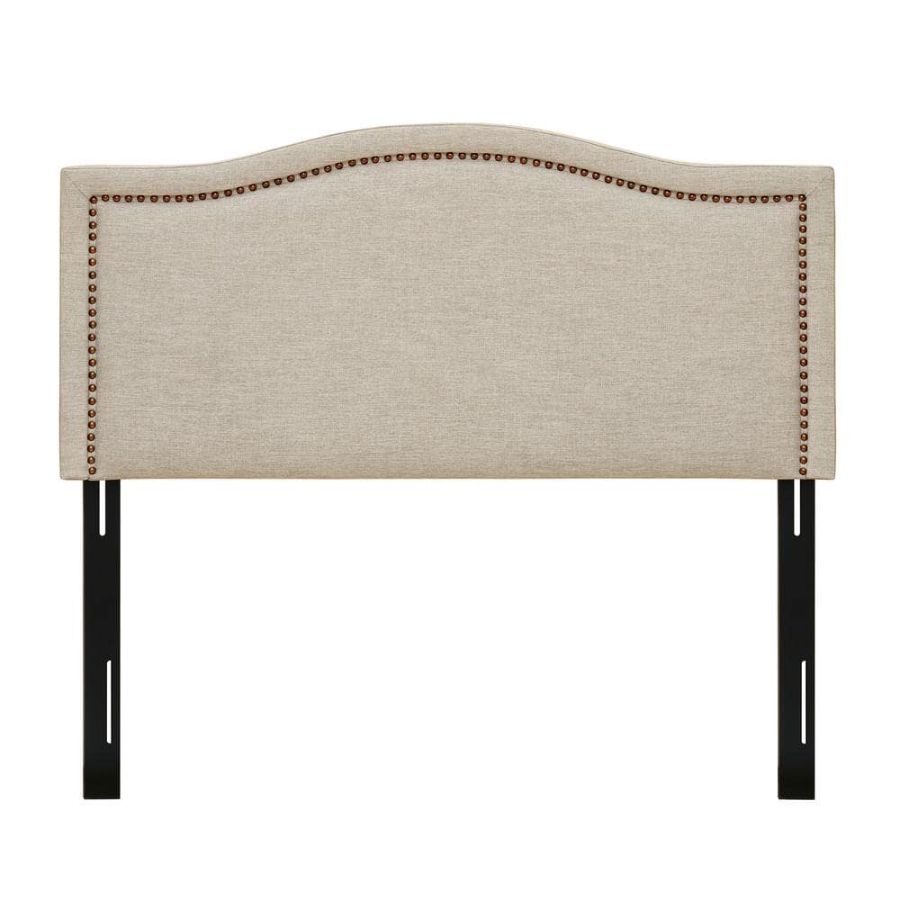 Natural Upholstered King Headboard with Metal Legs