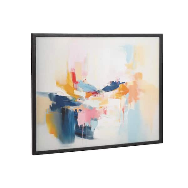 Kate and Laurel Gallery Elegant Coastal Beach Abstract by The Creative Bunch Studio Black Framed Art Print 20 in. x 16 in.