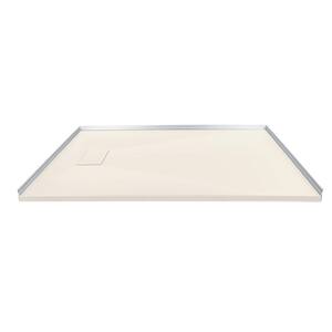 Zero Threshold 60 in. L x 32 in. W Customizable Threshold Alcove Shower Pan Base with Reversible Drain in Cameo