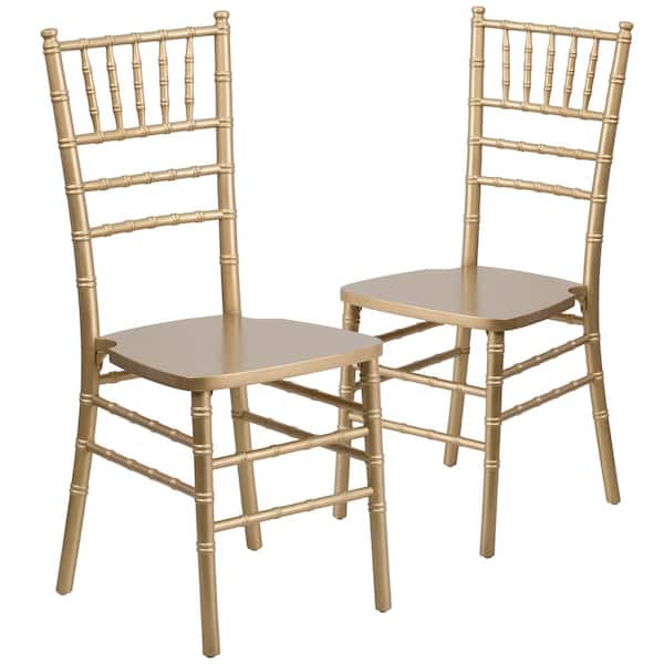 Carnegy Avenue Gold Hercules Series Chiavari Chairs for Formal Events, Commercial/Residential All-Occasion Event Chairs (Set of 2)