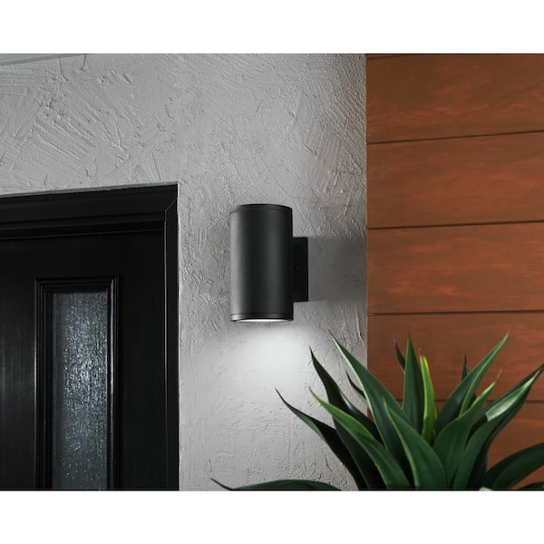 Rodham 8 in. Black Integrated LED Hardwired Outdoor Wall Light Lantern Porch Sconce
