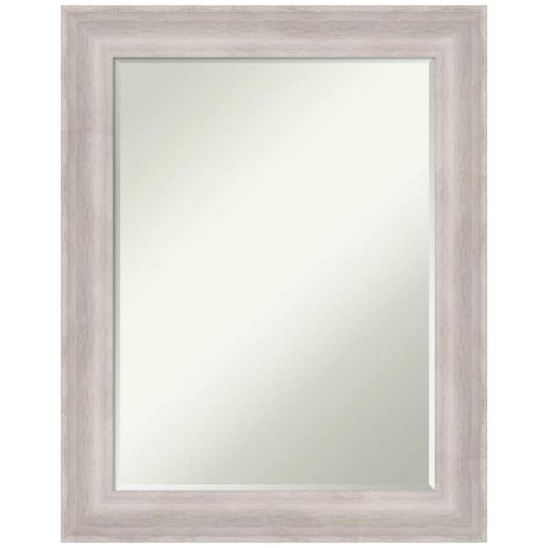 Amanti Art Beachwood Grey 23 in. x 29 in. Petite Bevel Coastal Rectangle Wood Framed Wall Mirror in Gray