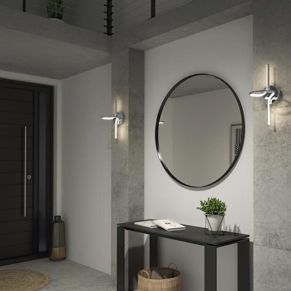 Artika Swirl Mini 8.9 in. 1-Light Chrome Modern Dimmable Integrated LED 3 CCT Wall Sconce for Bathroom