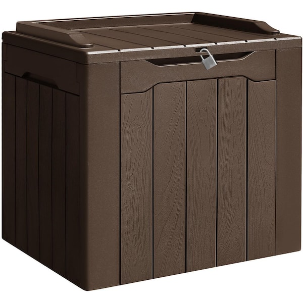 32 Gal. Lockable Resin Outdoor Deck Box for Package Delivery, Brown
