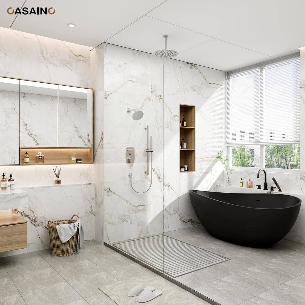 Brushed Nickel Dual Showerhead System with Digital Display