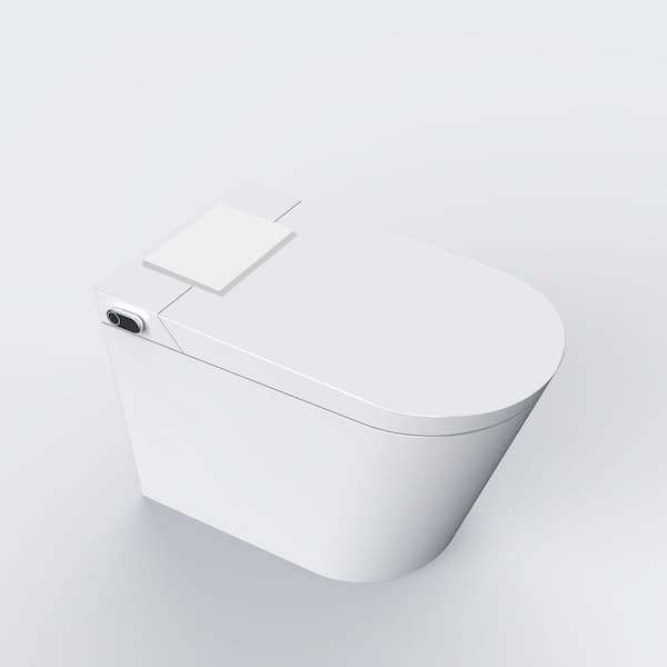 Elongated Smart Toilet Bidet in White with Auto Open, Auto Close, Auto Flush, Heated Seat and Remote