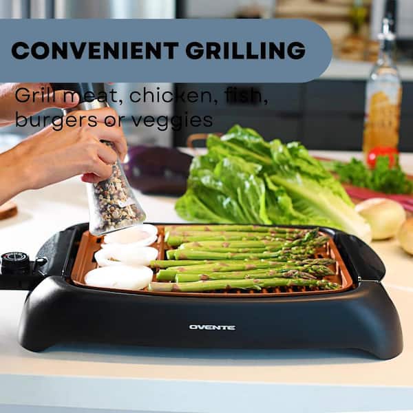 Brentwood Appliances 31 sq. in. Black 1,000-Watt Indoor Electric Copper  Grill TS-642 - The Home Depot