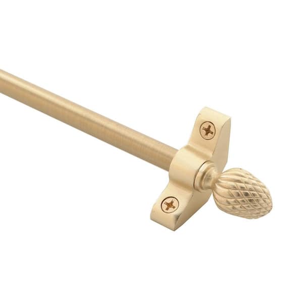 Zoroufy Plated Inspiration Collection Tubular 28.5 in. x 3/8 in. Brushed Brass Finish Stair Rod Set with Pineapple Finials
