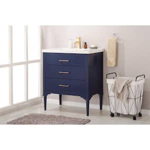 Mason 30 in. W x 18 in. D Bath Vanity in Blue with Porcelain Vanity Top in White with White Basin