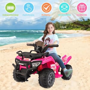 Kids Ride on ATV 4-Wheeler Quad Toy Car 6-Volt Kids ATV with Music and Horn, Pink
